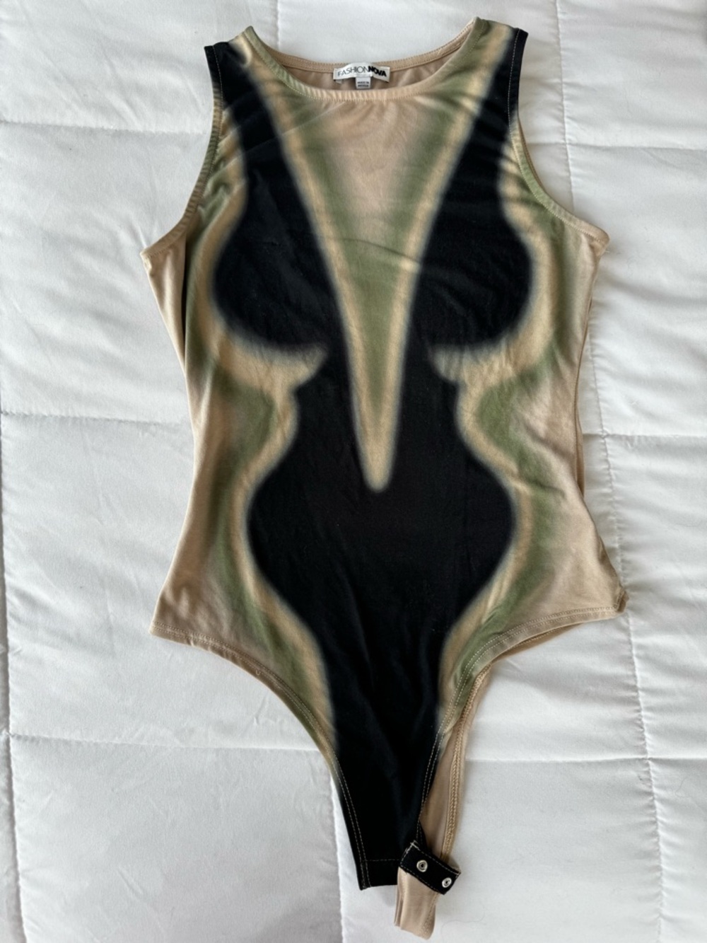 Abstract Print High-Cut Bodysuit